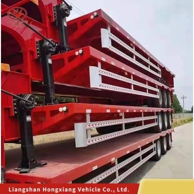 Manuelle Landebeine 3 Achsen 40 FT 50 Tonnen Flachbett-Schienenanhänger für den Containertransport