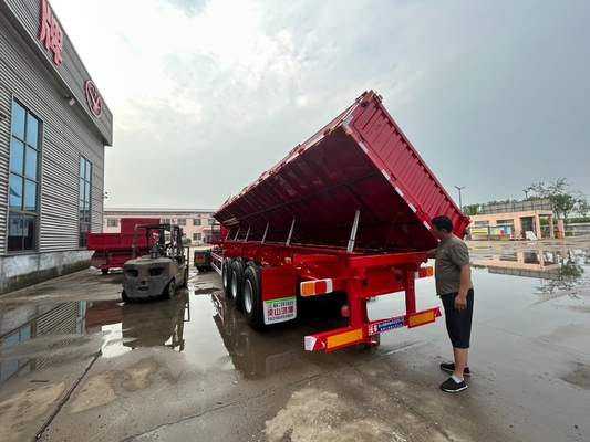 1820mm-Streifenwagen-Typ 3-Achsen 40-100 Tonnen Seitenwand-Dump-Semi-Trailer mit Materialien