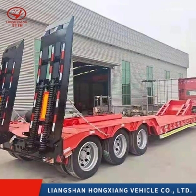 Stahllastkapazität 60-100 Tonnen Dreiachs-Low-Bed-Semi-Trailer mit Schwerlastklasse
