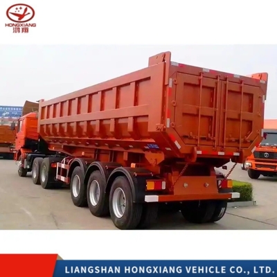 4 Achsen Hydraulik-Rechteck-Form-Ende Rücken-Dump Semi-Lkw-Anhänger mit 500 mm Hauptstrahl