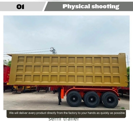 Flachbett 3 Achsen 35m3 End Dump Tipper Halbanhänger mit 12 Reifen Reifen Nummer 12