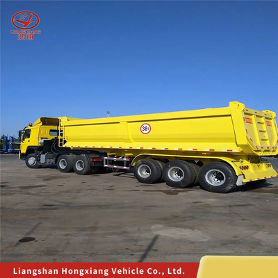 Flachbett-Schwerlastfahrzeug 13500X3000X1550 mm Traktor Hydraulische End-Hintertürfmaschine Dump Semi-Trailer