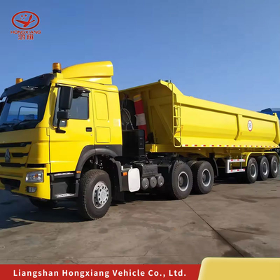 Flachbett-Schwerlastfahrzeug 13500X3000X1550 mm Traktor Hydraulische End-Hintertürfmaschine Dump Semi-Trailer