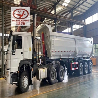 45cbm 40 50 60 Tonnen U-förmige Rücken End Tipper Dump Semi-Lkw Anhänger Stahl Flatbed