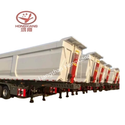 Nicht selbstdämpfende Dreiachsen-Doppelseiten-Dump-Tipper-Semi-Trailer-Flachbett-Design