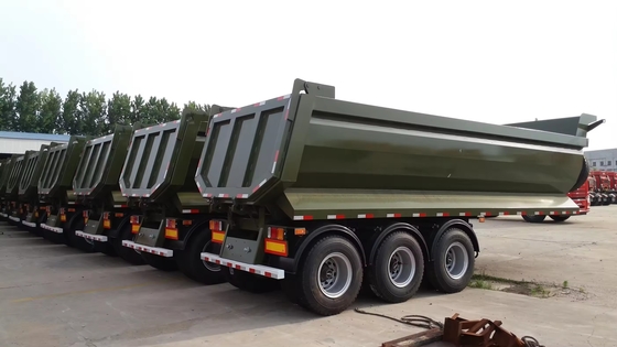 60 Tonnen U-förmiger Hinterhängeanhänger /Drei-Achsen-End-Dump-Tipping-Semi-Truck-Anhänger