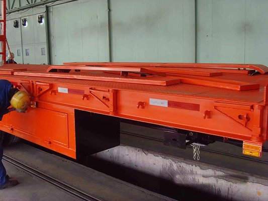 Halbanhänger mit Rampen 4 3 Achsen 40FT 100t Schwerlast-Flachbett-Lowboy-Lkw-Anhänger