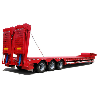 80t Teleskopischer Flachbett-LKW-Anhänger mit 3 Achsen-Flachbett-Halbanhänger mit hoher Festigkeit