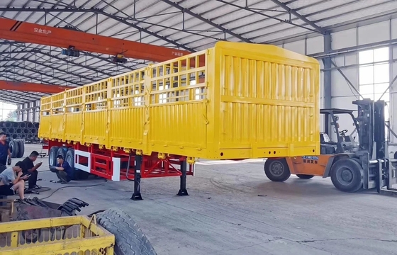 Transport von Rindern/Pferden/Schafen 3 Achsen Halbanhänger mit Pfahl und Zaun