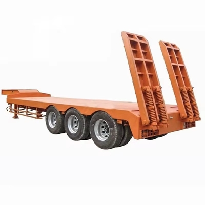 Mechanische Leiter Tri-Achsen Flachbettanhänger Lowboy Anhänger für Maschinentransport 1