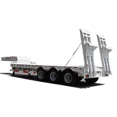 Mechanische Leiter Tri-Achsen Flachbettanhänger Lowboy Anhänger für Maschinentransport 1