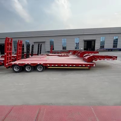 Mechanische Leiter Tri-Achsen Flachbettanhänger Lowboy Anhänger für Maschinentransport 1