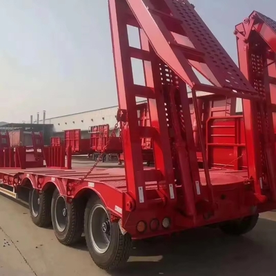 Transporthalbanhänger mit 28 t Landebein auf Flachbettcontainer