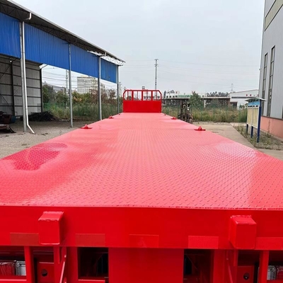 Transporthalbanhänger mit 28 t Landebein auf Flachbettcontainer