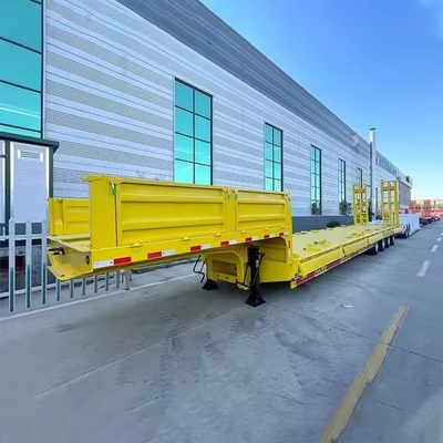 Transporthalbanhänger mit 28 t Landebein auf Flachbettcontainer