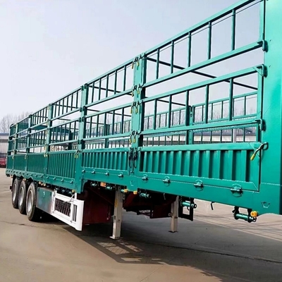 Stahl 3 Achsen Hochseite Zaun Lebendes Vieh Transport Halbanhänger 40t 60 Tonnen