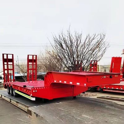 40 FT Flat Half Low Bed Loader Hook Board Transport Trailer mit Fußboden 1820 mm Flatbed