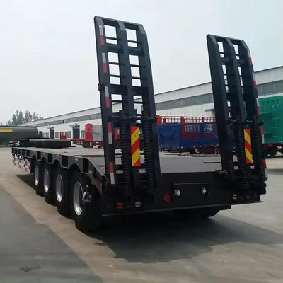 12 Meter lang, 2 Achsen, 40 Tonnen schweres Fahrzeug, niedriges Flachbett-Ladegerät, Lowboy-Anhänger mit Rampen