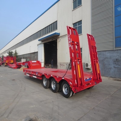 Stahl-Flachbett-Anhänger 20FT 40FT 3/4/5 Achsen Niedrigbett-Halbanhänger für Containertransport