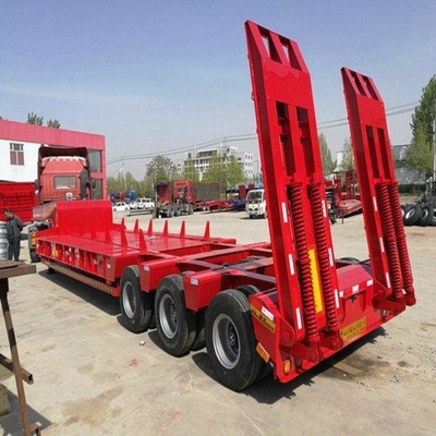 Heavy Duty 3-Achsen Low Bed Lowboy Flatbed Semi-Trailer Truck mit hydraulischem Aufzug und Gänsenhals
