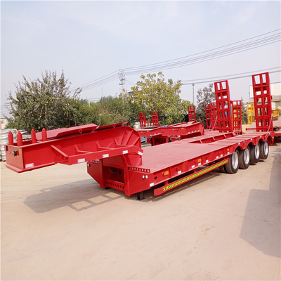 Heavy Duty 3-Achsen Low Bed Lowboy Flatbed Semi-Trailer Truck mit hydraulischem Aufzug und Gänsenhals