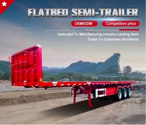 1820mm Träger 40FT 50 Tonnen Transportbehälter Semi-Anhänger 3 Achsen Stahl Flatbed Truck